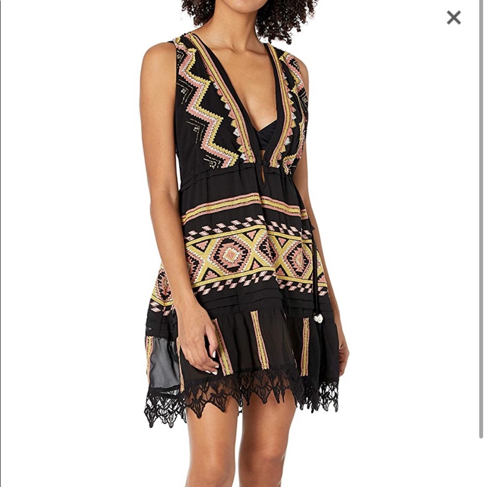 Ramy Brook Black and Gold Swim Coverup